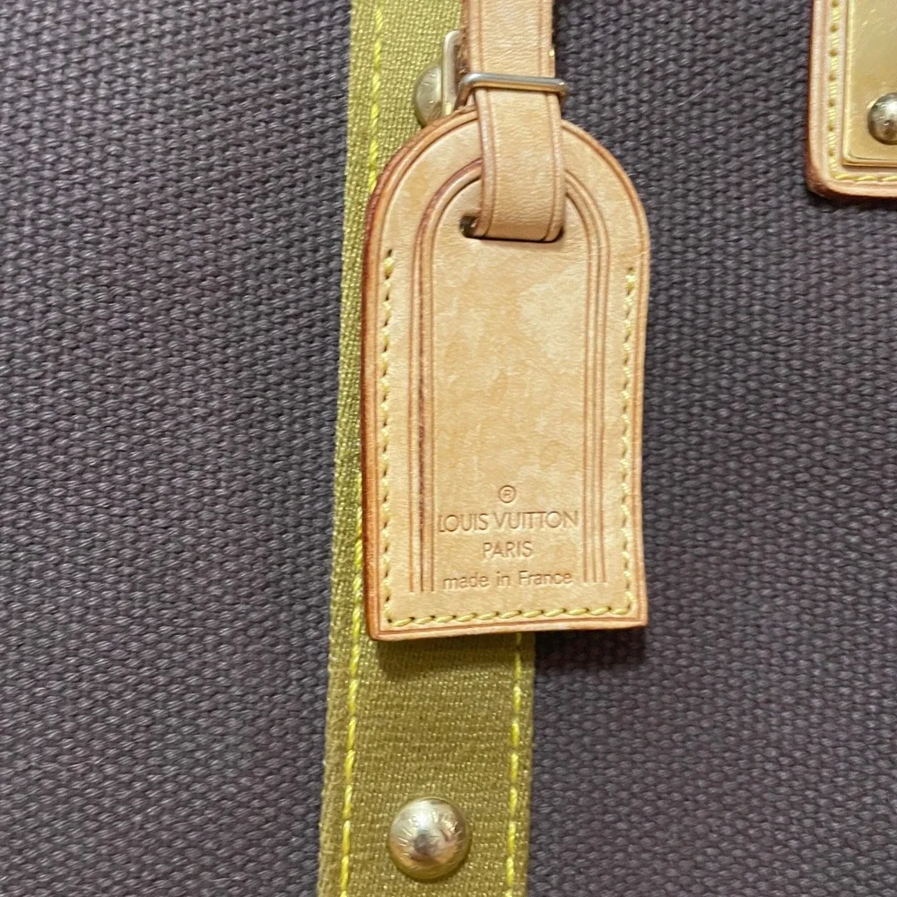 Louis Vuitton Antigua Cabas MM Tote Bag Brown Canvas Olive Green Studded SP0026